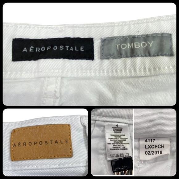 Aeropostale Distressed Denim Tomboy Shorts Size 4 White Measurements Included - Picture 10 of 12